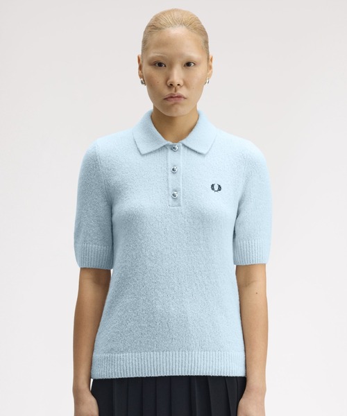 イタリア製 FRED PERRY サマーニット ポロシャツ　刺繍 M フレッドペリー イタリア製 コットンニット ポロシャツ REISSUES