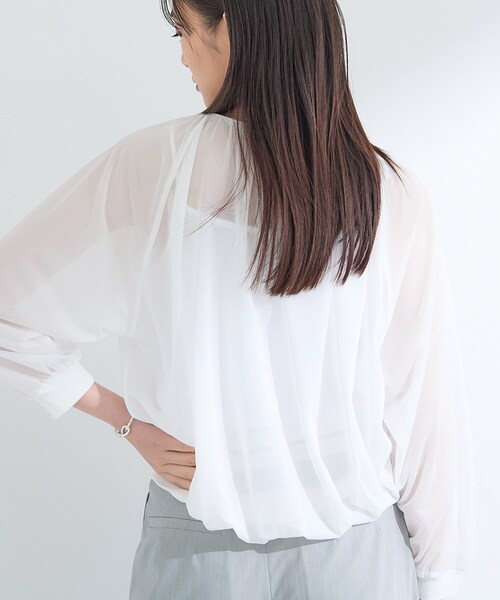 INDIVI(インディヴィ)の「【体型カバー/マシンウォッシュ対応】シアージャージトップス(Tシャツ/カットソー・レディース・ブラック/パープル/ダークグレー/ホワイト・15 /13/05/38/34)」の9枚目の写真