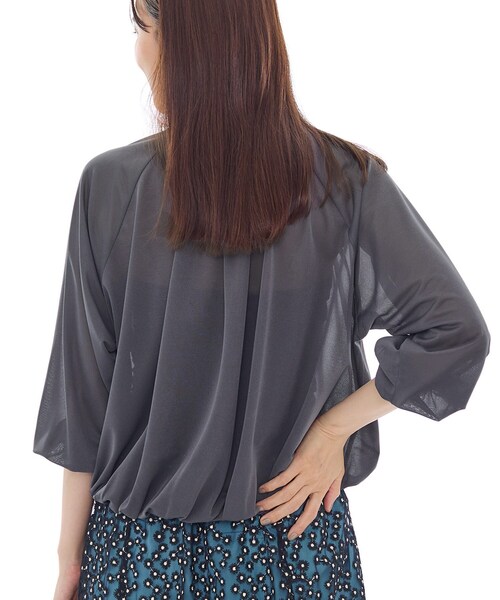 INDIVI(インディヴィ)の「【体型カバー/マシンウォッシュ対応】シアージャージトップス(Tシャツ/カットソー・レディース・ブラック/パープル/ダークグレー/ホワイト・15 /13/05/38/34)」の16枚目の写真
