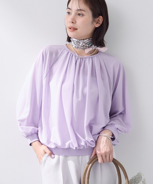 INDIVI（インディヴィ）の「【体型カバー／マシンウォッシュ対応】シアージャージトップス（Tシャツ/カットソー・レディース・ブラック/パープル/ダークグレー/ホワイト・15 /13/05/38/34）」の14枚目の写真