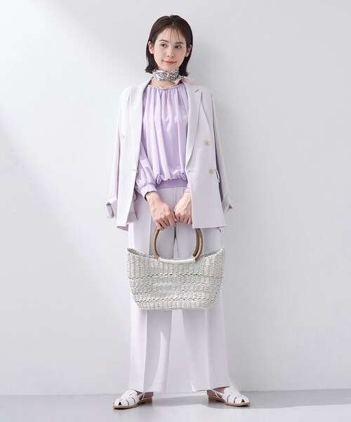 INDIVI（インディヴィ）の「【体型カバー／マシンウォッシュ対応】シアージャージトップス（Tシャツ/カットソー・レディース・ブラック/パープル/ダークグレー/ホワイト・15 /13/05/38/34）」の12枚目の写真