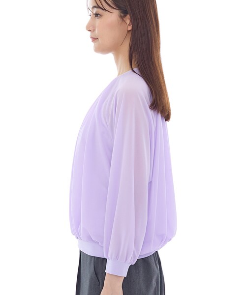 INDIVI（インディヴィ）の「【体型カバー／マシンウォッシュ対応】シアージャージトップス（Tシャツ/カットソー・レディース・ブラック/パープル/ダークグレー/ホワイト・15 /13/05/38/34）」の18枚目の写真