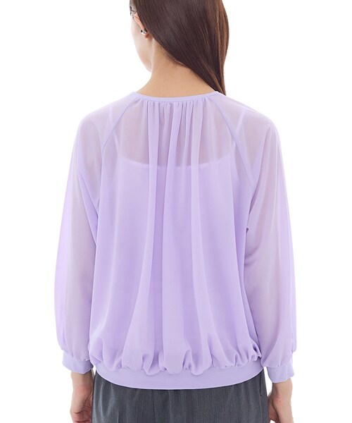 INDIVI（インディヴィ）の「【体型カバー／マシンウォッシュ対応】シアージャージトップス（Tシャツ/カットソー・レディース・ブラック/パープル/ダークグレー/ホワイト・15 /13/05/38/34）」の17枚目の写真