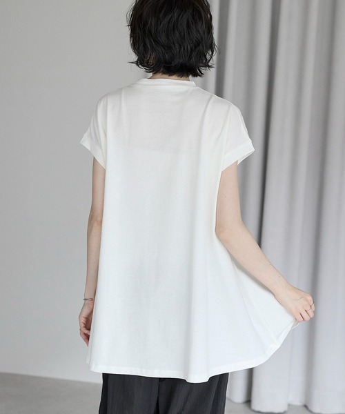 amini（アミニ）の「接触冷感フレンチスリーブフレア　Tシャツ（Tシャツ/カットソー・レディース・ブルー/チャコールグレー/ライトピンク/ブラック/ホワイト・MEDIUM）」の7枚目の写真