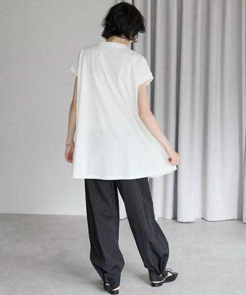 amini（アミニ）の「接触冷感フレンチスリーブフレア　Tシャツ（Tシャツ/カットソー・レディース・ブルー/チャコールグレー/ライトピンク/ブラック/ホワイト・MEDIUM）」の10枚目の写真