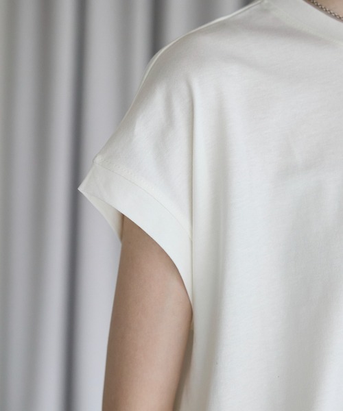 amini（アミニ）の「接触冷感フレンチスリーブフレア　Tシャツ（Tシャツ/カットソー・レディース・ブルー/チャコールグレー/ライトピンク/ブラック/ホワイト・MEDIUM）」の12枚目の写真