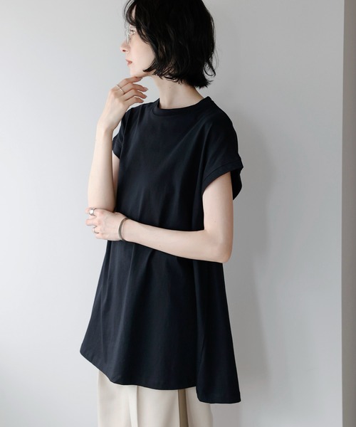 amini（アミニ）の「接触冷感フレンチスリーブフレア　Tシャツ（Tシャツ/カットソー・レディース・ブルー/チャコールグレー/ライトピンク/ブラック/ホワイト・MEDIUM）」の14枚目の写真