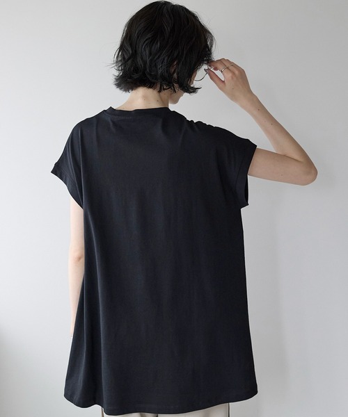 amini（アミニ）の「接触冷感フレンチスリーブフレア　Tシャツ（Tシャツ/カットソー・レディース・ブルー/チャコールグレー/ライトピンク/ブラック/ホワイト・MEDIUM）」の16枚目の写真