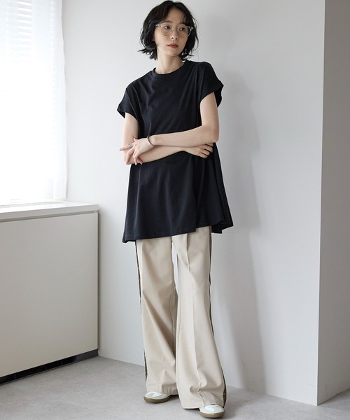 amini（アミニ）の「接触冷感フレンチスリーブフレア　Tシャツ（Tシャツ/カットソー・レディース・ブルー/チャコールグレー/ライトピンク/ブラック/ホワイト・MEDIUM）」の17枚目の写真