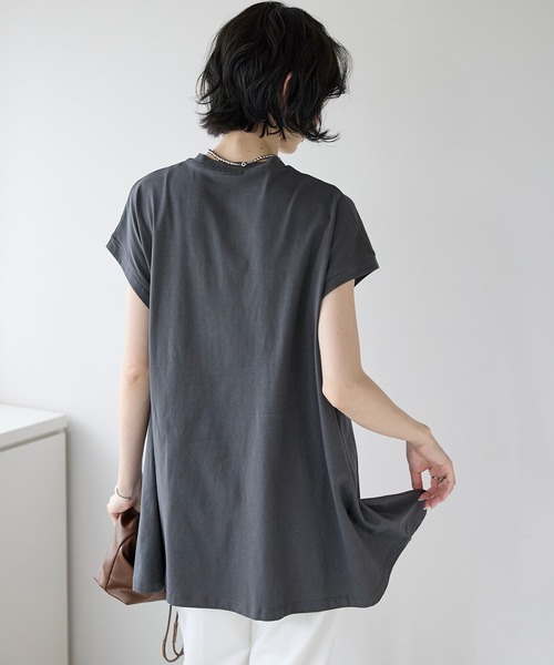 amini（アミニ）の「接触冷感フレンチスリーブフレア　Tシャツ（Tシャツ/カットソー・レディース・ブルー/チャコールグレー/ライトピンク/ブラック/ホワイト・MEDIUM）」の21枚目の写真