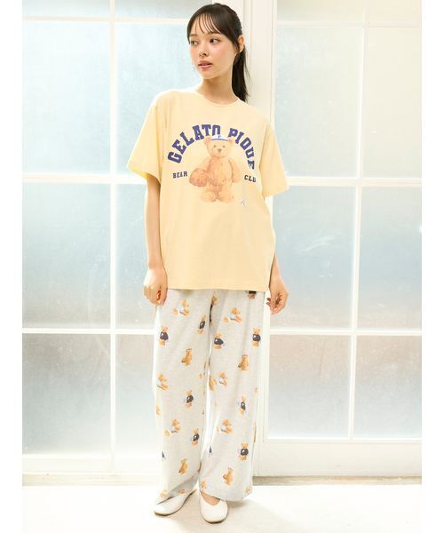 ジェラートピケ スポーティーベア Tシャツ＆総柄ロングパンツ オフホワイト ONLINE限定】スポーティーベアワンポイントTシャツ＆総柄ロング