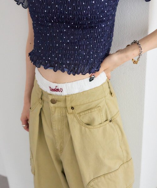 w closet(ダブルクローゼット)の「【25AW】ロゴレースハーフパンツ(その他パンツ・レディース・ブラック/オフホワイト・FREE)」の6枚目の写真