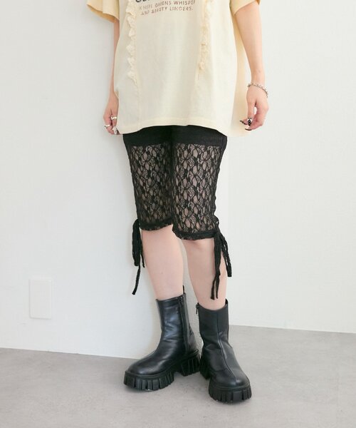 w closet(ダブルクローゼット)の「【25AW】ロゴレースハーフパンツ(その他パンツ・レディース・ブラック/オフホワイト・FREE)」の18枚目の写真