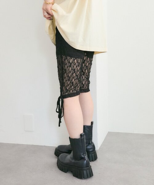 w closet(ダブルクローゼット)の「【25AW】ロゴレースハーフパンツ(その他パンツ・レディース・ブラック/オフホワイト・FREE)」の21枚目の写真