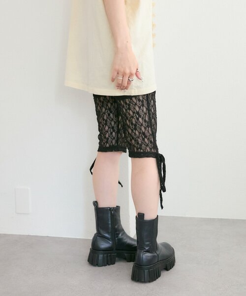 w closet(ダブルクローゼット)の「【25AW】ロゴレースハーフパンツ(その他パンツ・レディース・ブラック/オフホワイト・FREE)」の22枚目の写真