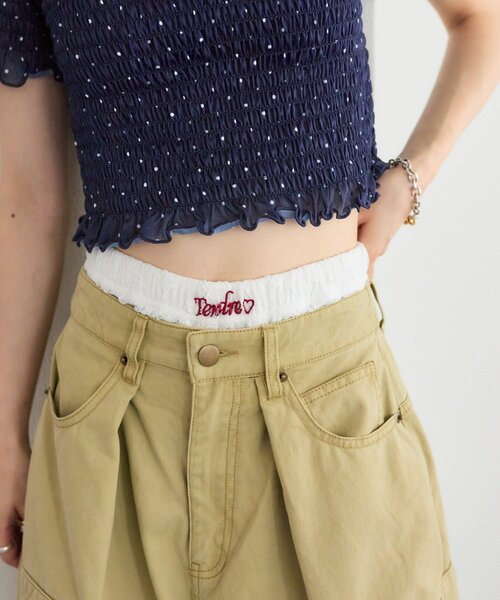 w closet(ダブルクローゼット)の「【25AW】ロゴレースハーフパンツ(その他パンツ・レディース・ブラック/オフホワイト・FREE)」の2枚目の写真