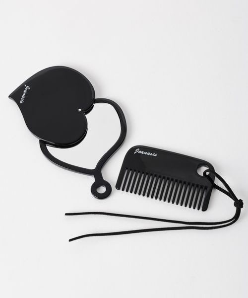 JEANASIS（ジーナシス）の「ハートミラー&クシSET/577849（手鏡/メイクミラー・レディース・ホワイト/ブラック・FREE）」の2枚目の写真