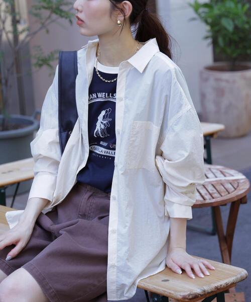 FREE'S MART(フリーズマート)の「◆ナイロンベーシックシャツ(シャツ/ブラウス・レディース・ホワイト/ピンク/グレー・FREE)」の2枚目の写真