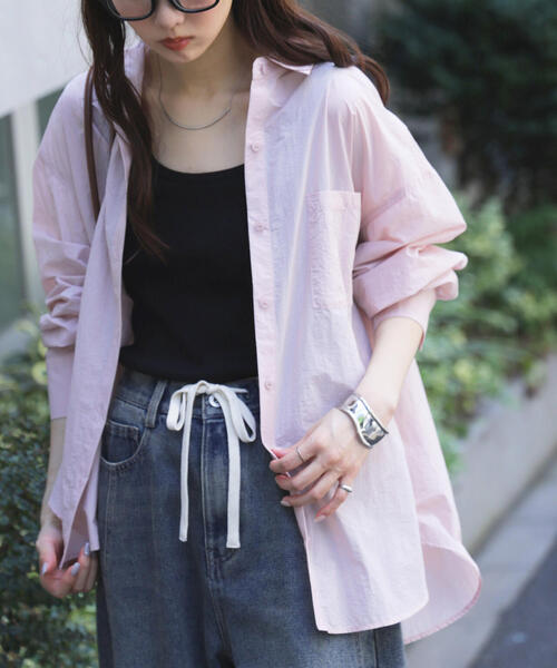 FREE'S MART(フリーズマート)の「◆ナイロンベーシックシャツ(シャツ/ブラウス・レディース・ホワイト/ピンク/グレー・FREE)」の1枚目の写真