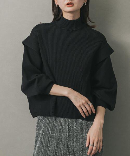 一部WEB限定カラー』ストレッチショルダータックセーター