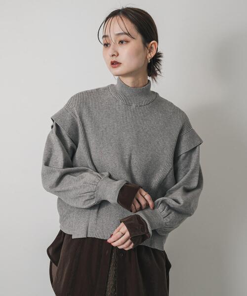 一部WEB限定カラー』ストレッチショルダータックセーター（ニット