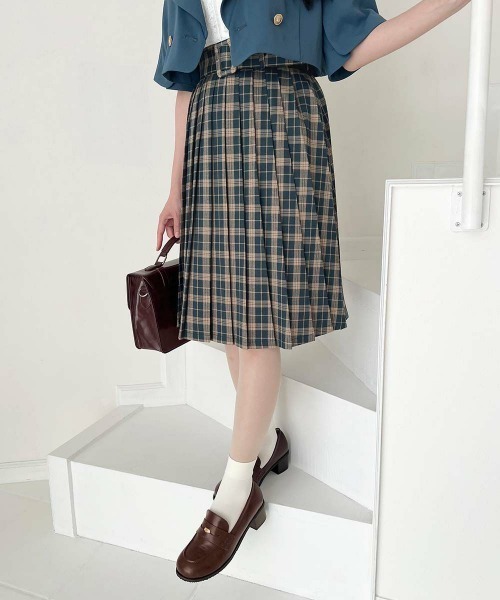 F i.n.t（フィント）の「太ベルト付きプリーツスカート/fint フィント（スカート・レディース・グリーン/ブラウン/グレー・FREE）」の10枚目の写真