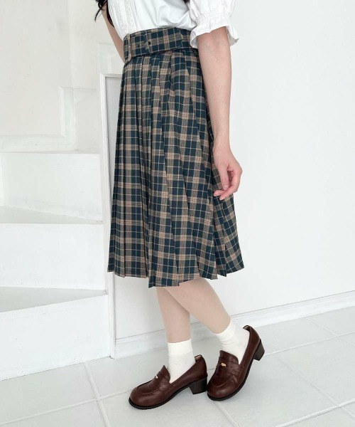 F i.n.t（フィント）の「太ベルト付きプリーツスカート/fint フィント（スカート・レディース・グリーン/ブラウン/グレー・FREE）」の14枚目の写真