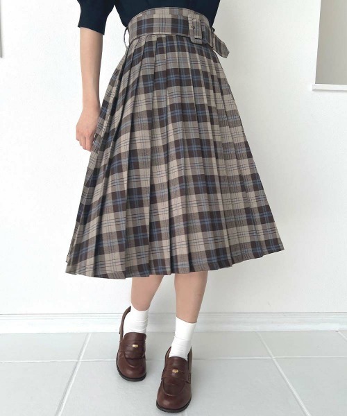 F i.n.t（フィント）の「太ベルト付きプリーツスカート/fint フィント（スカート・レディース・グリーン/ブラウン/グレー・FREE）」の17枚目の写真