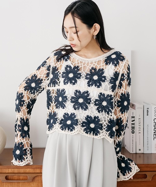 セール】クロシェ花柄プルオーバー（ニット/セーター）｜mili an deni