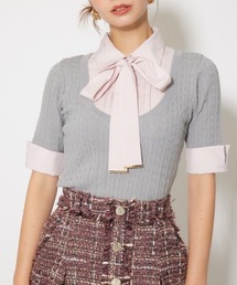 シャツドッキングハーフスリーブニットトップス 秋服 半袖
