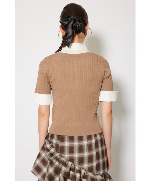 rienda（リエンダ）の「シャツドッキングハーフスリーブニットトップス 秋服 半袖（ニット/セーター・レディース・ブラウン/ライトグレー/ブラック・FREE）」の11枚目の写真