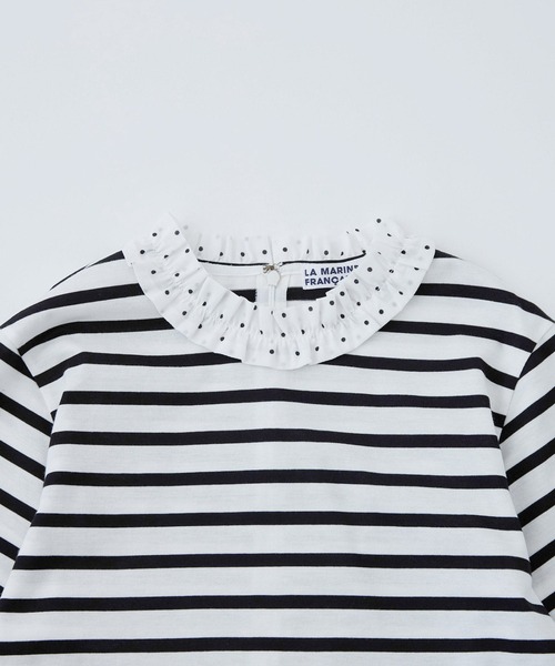 LA MARINE FRANCAISE（マリン フランセーズ）の「フリル襟バレルスリーブプルオーバー（Tシャツ/カットソー・レディース・サックスブルー/ネイビー系・FREE）」の7枚目の写真