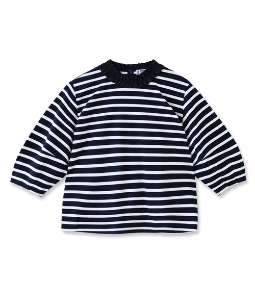 アトリエフランセ 長袖カットソー ブラック Fフランス製 上品シンプル フレア袖レースブラウス 七分袖 レディース(M ブラック): 東京