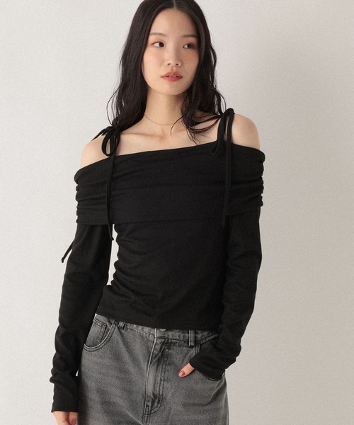 Heather(ヘザー)の「肩リボンオフショルカットソー 590332(Tシャツ/カットソー・レディース・ブラック/チャコールグレー/グレー・FREE)」の17枚目の写真