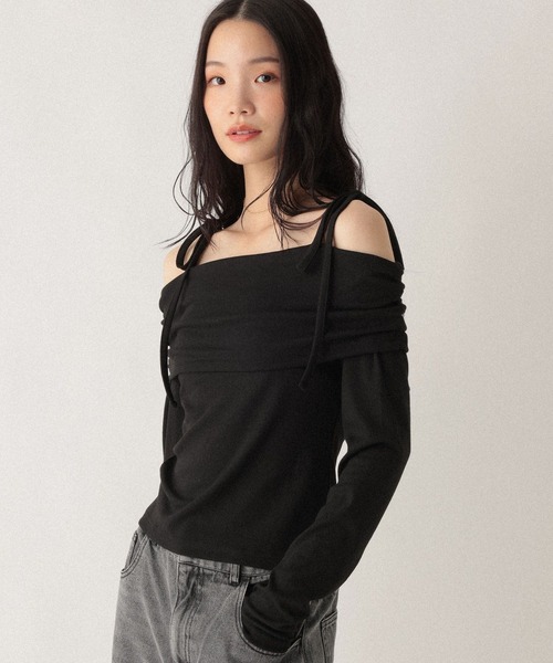 Heather(ヘザー)の「肩リボンオフショルカットソー 590332(Tシャツ/カットソー・レディース・ブラック/チャコールグレー/グレー・FREE)」の18枚目の写真