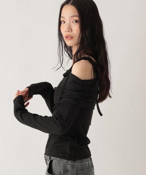 Heather(ヘザー)の「肩リボンオフショルカットソー 590332(Tシャツ/カットソー・レディース・ブラック/チャコールグレー/グレー・FREE)」の19枚目の写真