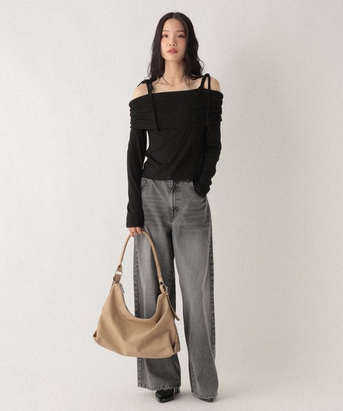 Heather(ヘザー)の「肩リボンオフショルカットソー 590332(Tシャツ/カットソー・レディース・ブラック/チャコールグレー/グレー・FREE)」の21枚目の写真