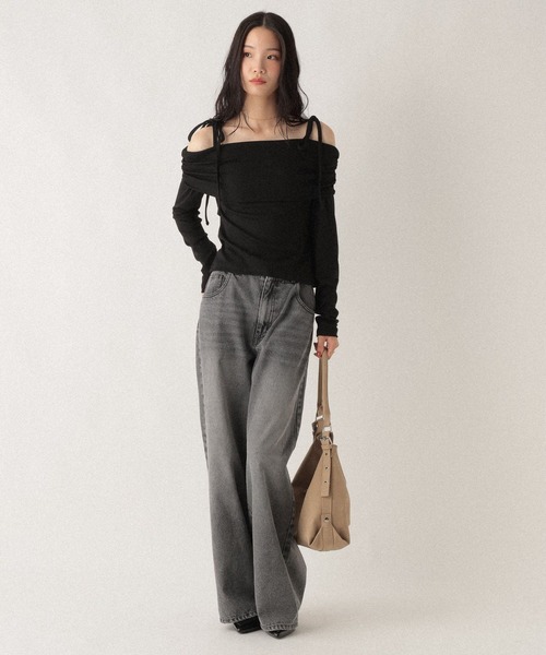 Heather(ヘザー)の「肩リボンオフショルカットソー 590332(Tシャツ/カットソー・レディース・ブラック/チャコールグレー/グレー・FREE)」の22枚目の写真