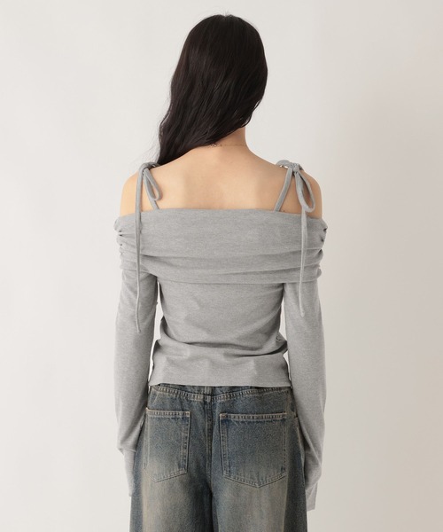Heather(ヘザー)の「肩リボンオフショルカットソー 590332(Tシャツ/カットソー・レディース・ブラック/チャコールグレー/グレー・FREE)」の9枚目の写真