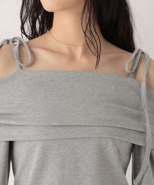 Heather(ヘザー)の「肩リボンオフショルカットソー 590332(Tシャツ/カットソー・レディース・ブラック/チャコールグレー/グレー・FREE)」の10枚目の写真