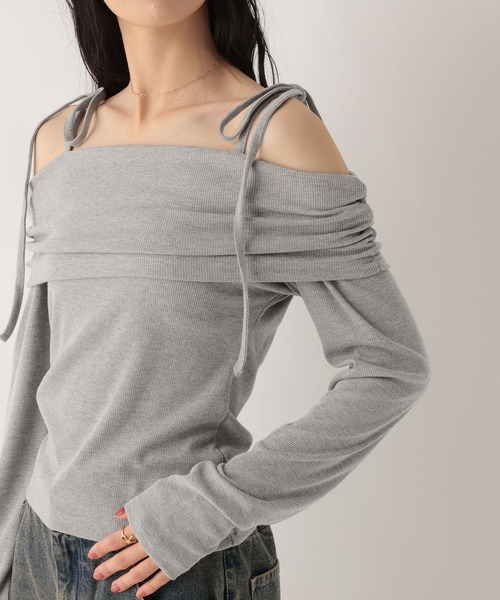 Heather(ヘザー)の「肩リボンオフショルカットソー 590332(Tシャツ/カットソー・レディース・ブラック/チャコールグレー/グレー・FREE)」の11枚目の写真