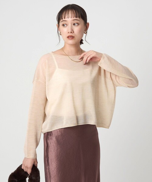 green label relaxing（グリーンレーベルリラクシング）の「シアー ニット プルオーバー（ニット/セーター・レディース・ライトブルー/ダークグレー/ナチュラル・FREE）」の3枚目の写真
