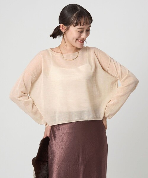 green label relaxing（グリーンレーベルリラクシング）の「シアー ニット プルオーバー（ニット/セーター・レディース・ライトブルー/ダークグレー/ナチュラル・FREE）」の4枚目の写真