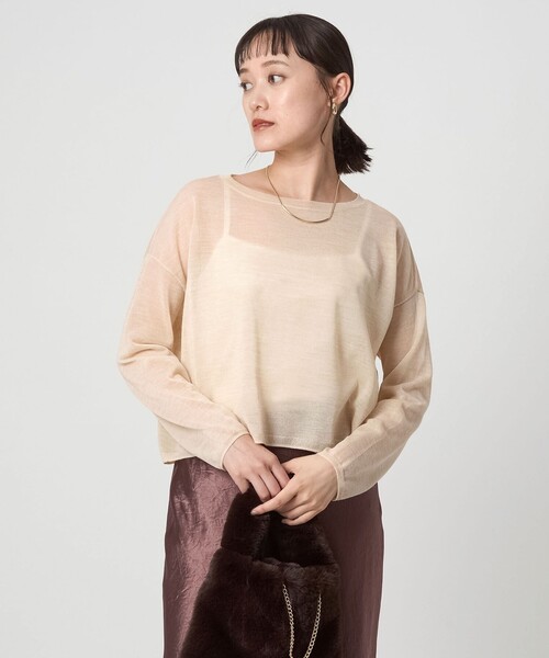 green label relaxing（グリーンレーベルリラクシング）の「シアー ニット プルオーバー（ニット/セーター・レディース・ライトブルー/ダークグレー/ナチュラル・FREE）」の5枚目の写真