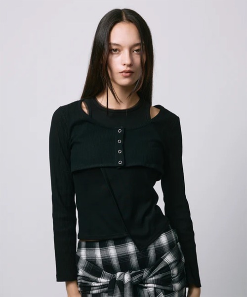 led.tokyo（レッドトウキョウ）の「【led.tokyo】2PIECE TOPS/2ピーストップス（Tシャツ/カットソー・レディース・ネイビー/レッド/ブラック・FREE）」の7枚目の写真