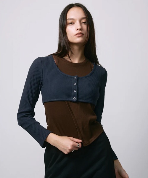 led.tokyo（レッドトウキョウ）の「【led.tokyo】2PIECE TOPS/2ピーストップス（Tシャツ/カットソー・レディース・ネイビー/レッド/ブラック・FREE）」の18枚目の写真