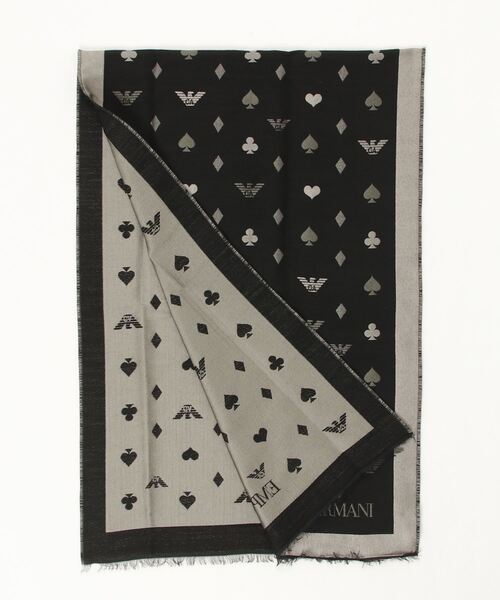 EMPORIO ARMANI(エンポリオアルマーニ)の「【エンポリオ アルマーニ】ダブルフェイスストール ウール混紡 ジャカードパターン(ストール/ショール・レディース・ブラック・FREE)」の4枚目の写真