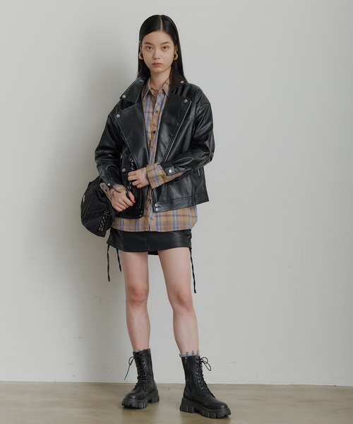 SEN TOKYO(セントーキョー)の「サイドギャザー レザーミニスカート(スカート・レディース・ブラウン/ブラック/アイボリー・SMALL/MEDIUM)」の17枚目の写真