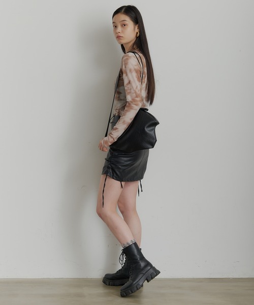 SEN TOKYO(セントーキョー)の「サイドギャザー レザーミニスカート(スカート・レディース・ブラウン/ブラック/アイボリー・SMALL/MEDIUM)」の11枚目の写真