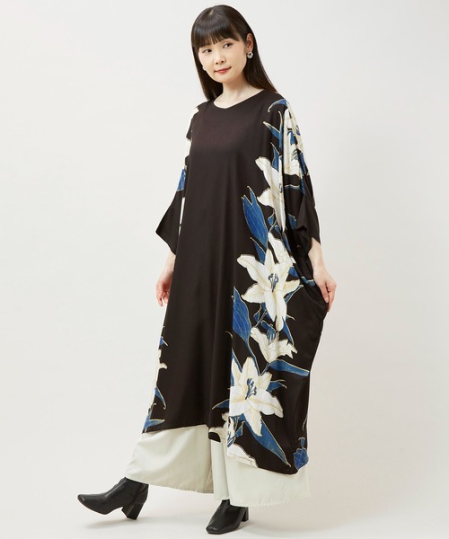 カヤ(カヤ)の「【カヤ】百合薫ワンピース(ワンピース・レディース・スミクロ/ネイビー/パープル系その他・FREE)」の5枚目の写真